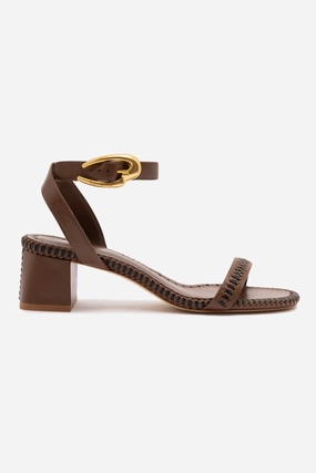Boardwalk Glam Verona Block Sandal In Burnt Umber Leather