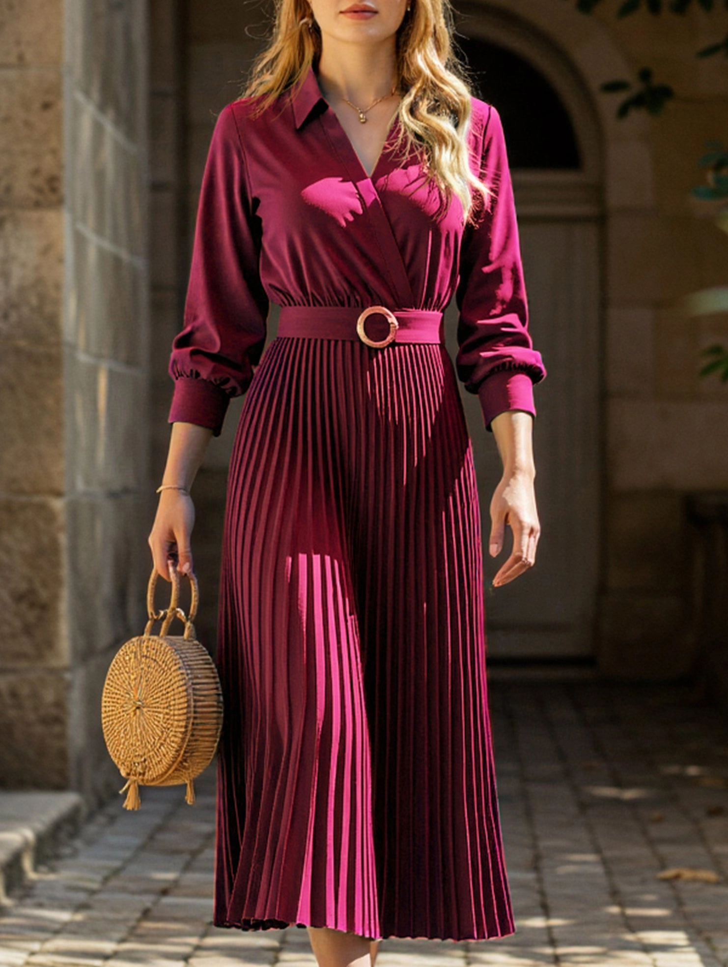 High-end plain color dress Fresh Motion