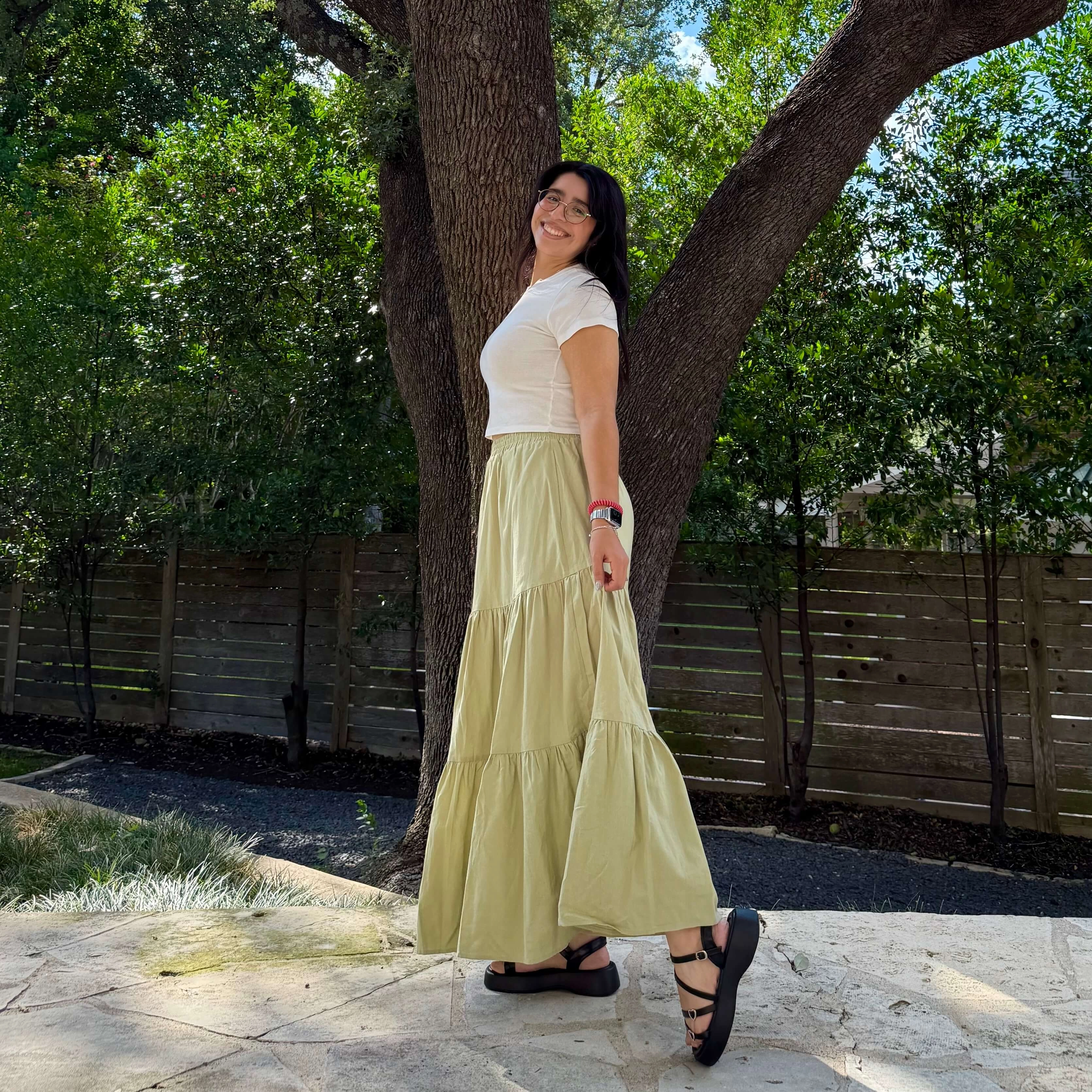 Flowy Long Skirt - Matcha Easy Breezy