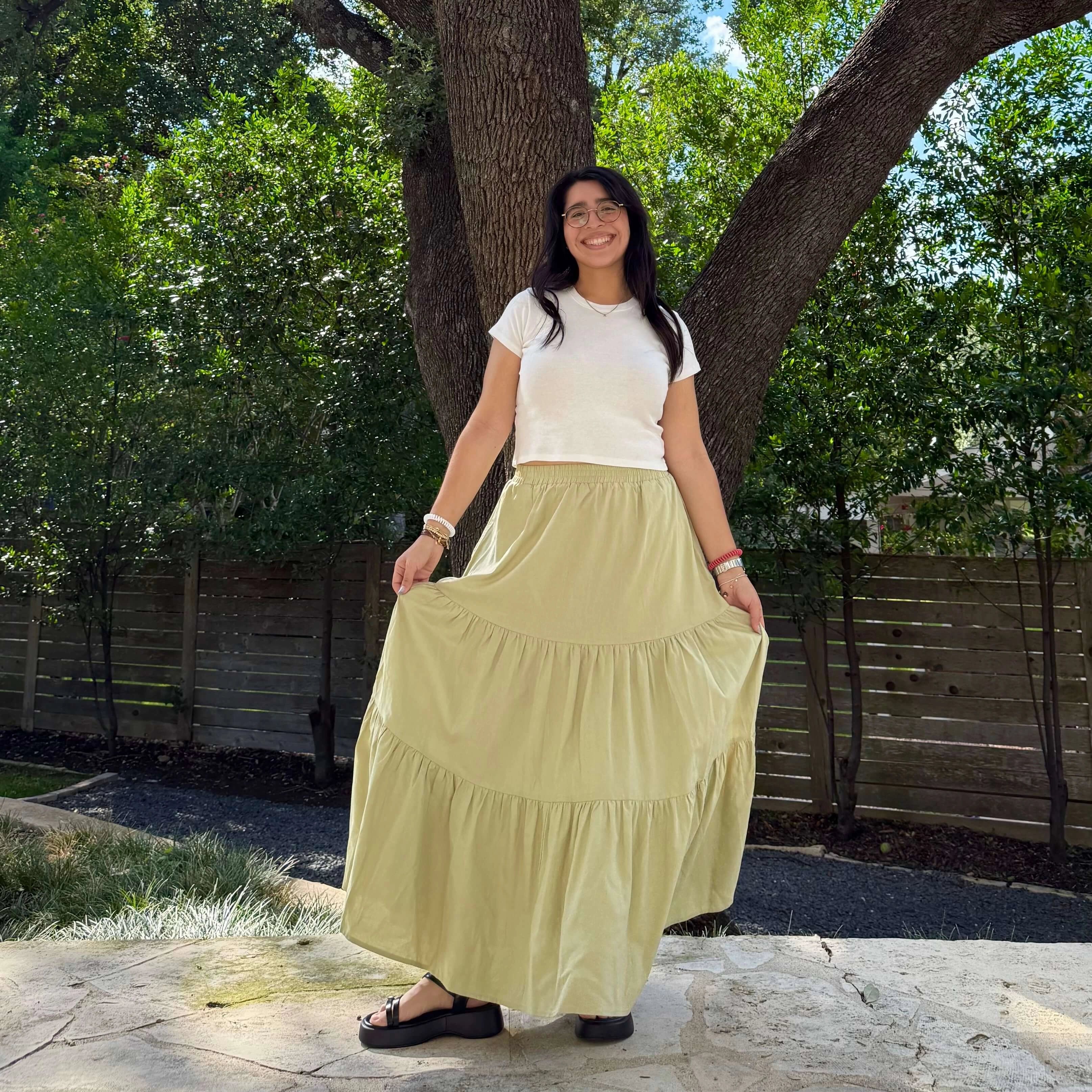 Active Wear UV resistant Flowy Long Skirt - Matcha