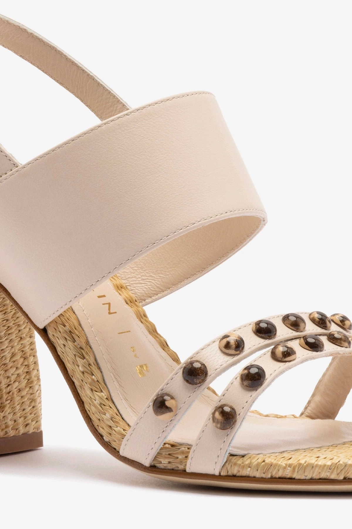 Gel Insert Chloe Gosselin by Larroud Margot Sandal In Puff Cream Leather and Natural Raffia