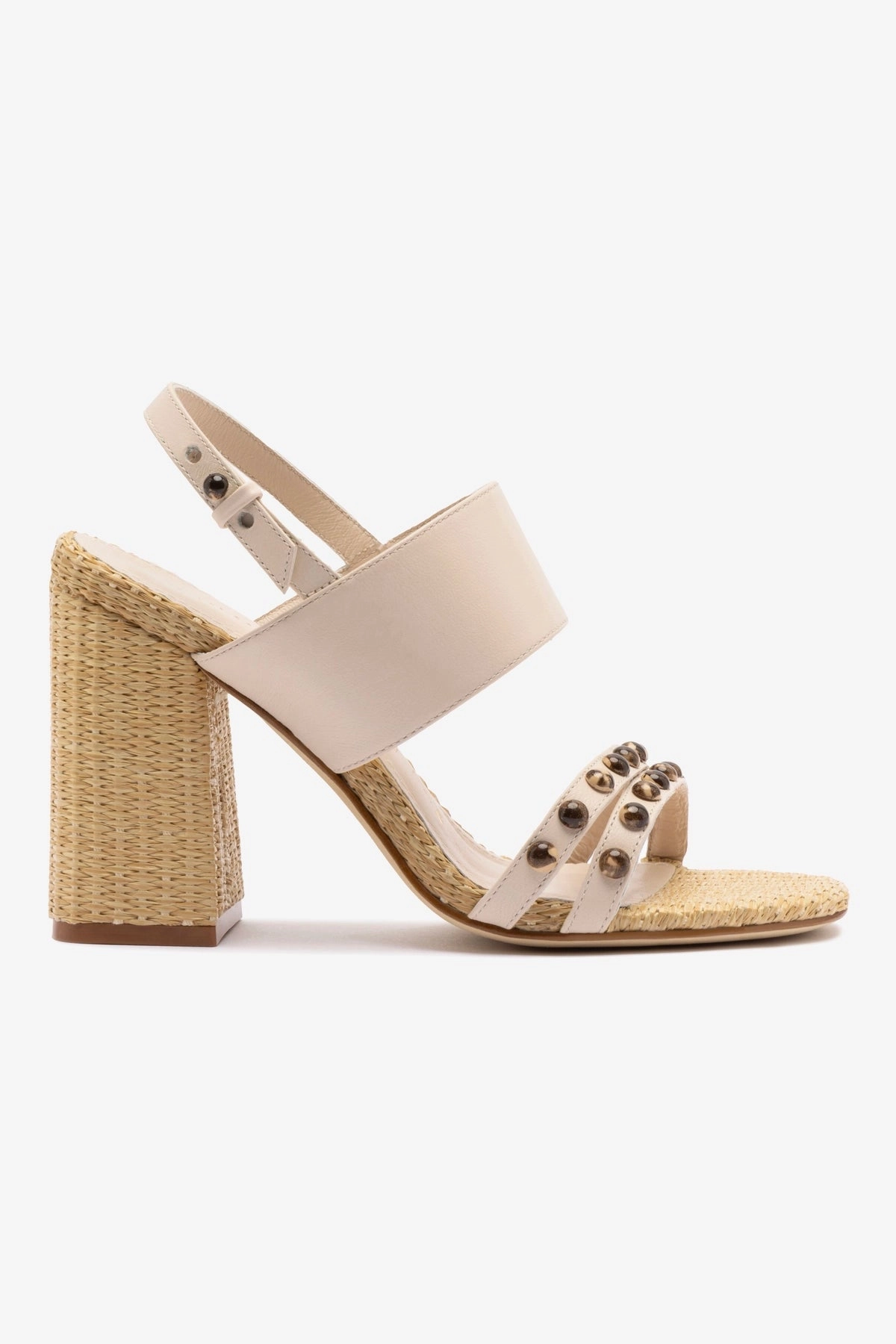 Slide Ease Chloe Gosselin by Larroud Margot Sandal In Puff Cream Leather and Natural Raffia
