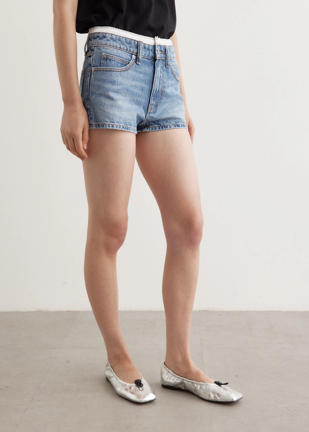 Seasonless wear Common Wear High Rise Mini Short Pointelle Undie Shorts