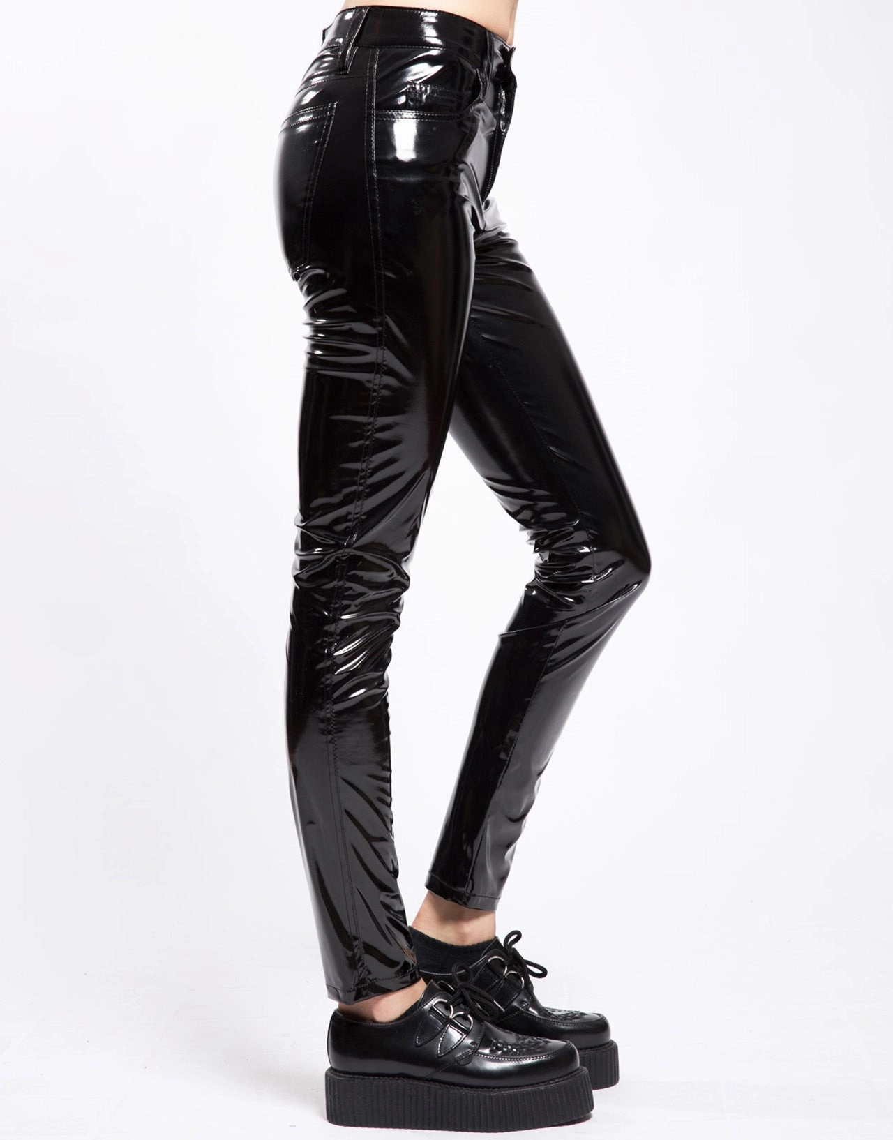 High Waist Vinyl Skinny Pant Student Outfit Streetwear Fan Travel Outfit Casual Stretch