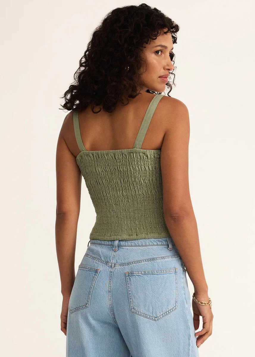 Amelie Linen Top - Avocado Temperature Regulating Fabric