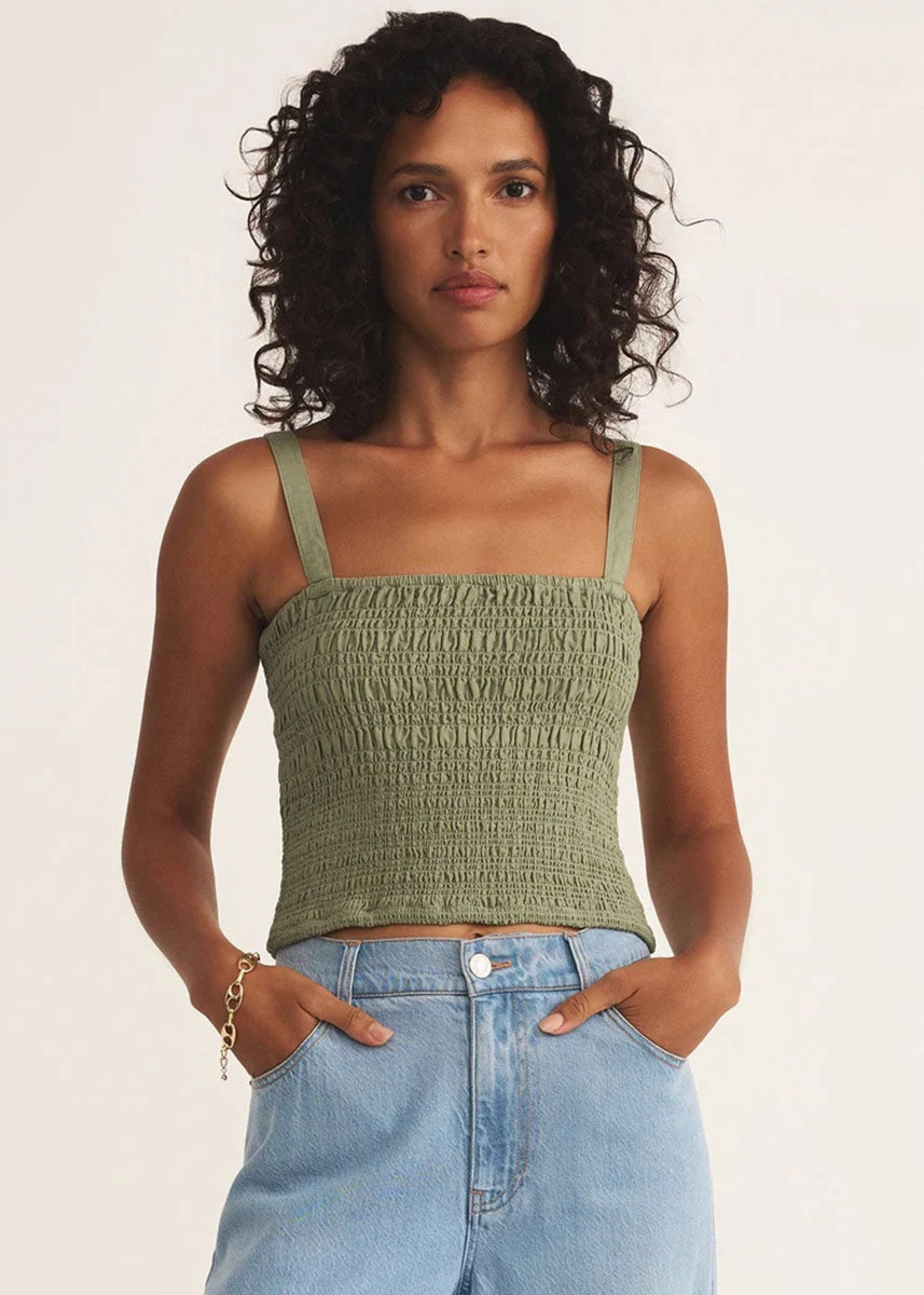 OdorResistant Amelie Linen Top - Avocado