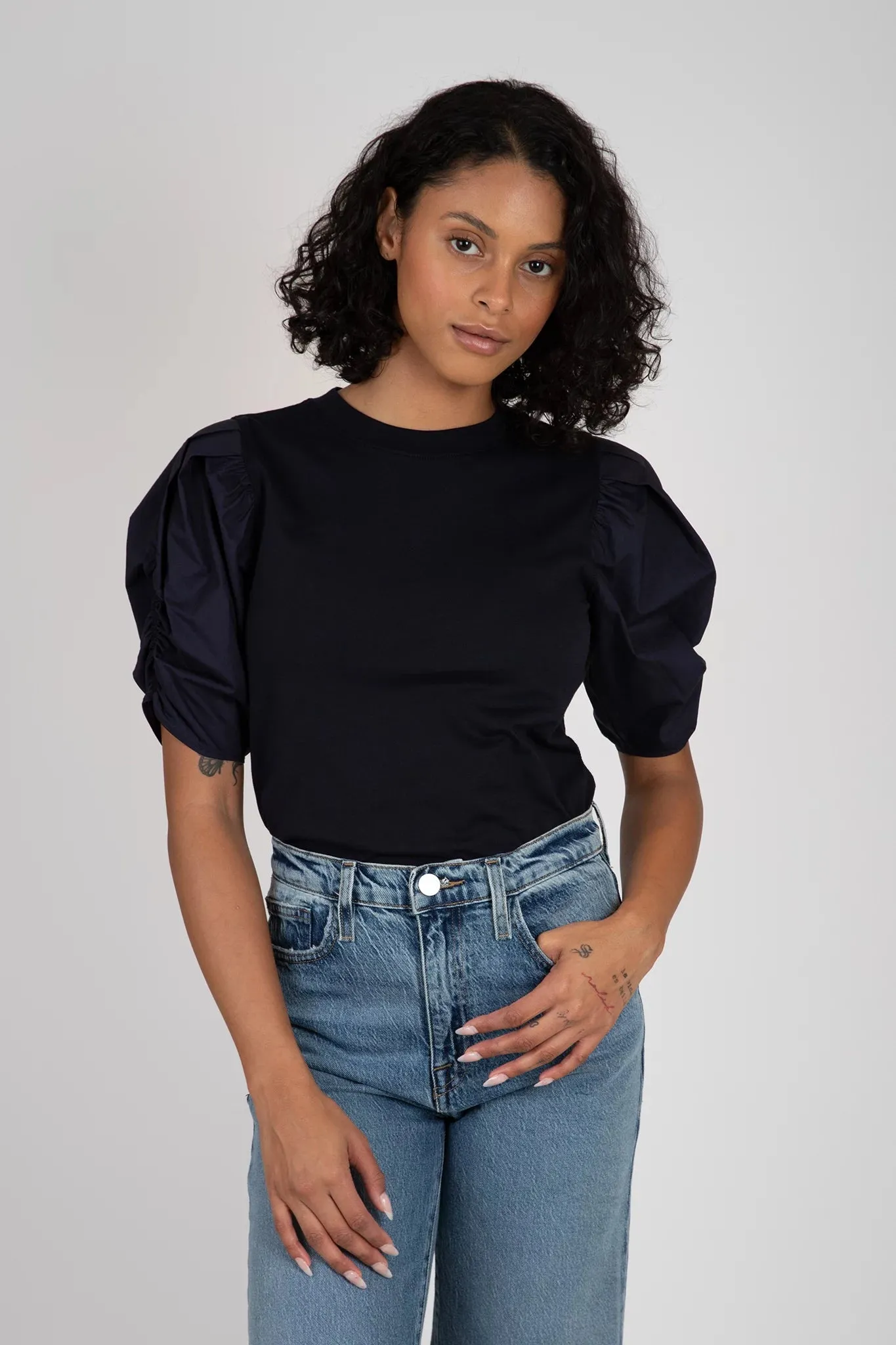 Pleated Puff Sleeve Tee Personalized