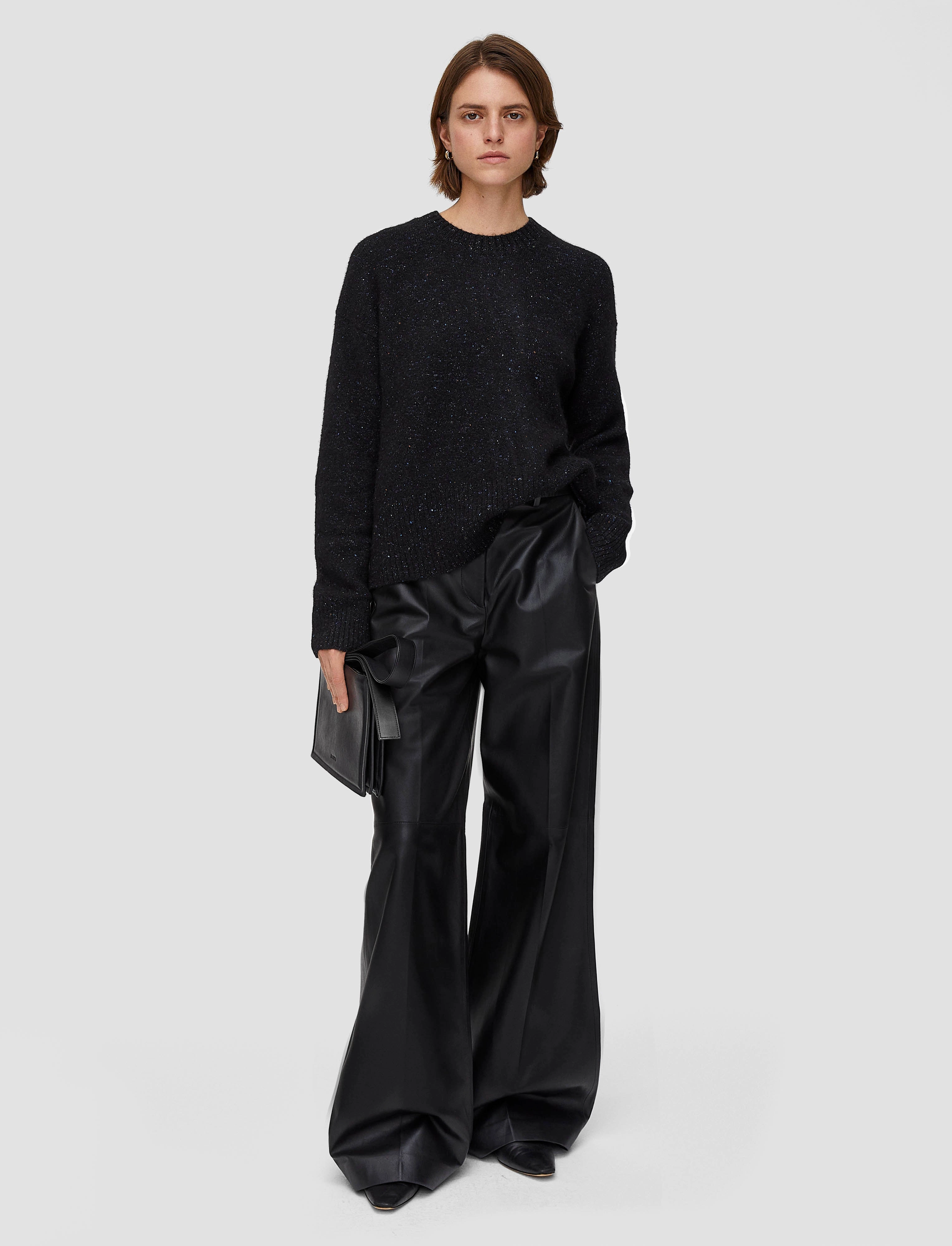 Alpaca Tweed Knit Round Neck Jumper Functional Drape Natural Fiber Blend