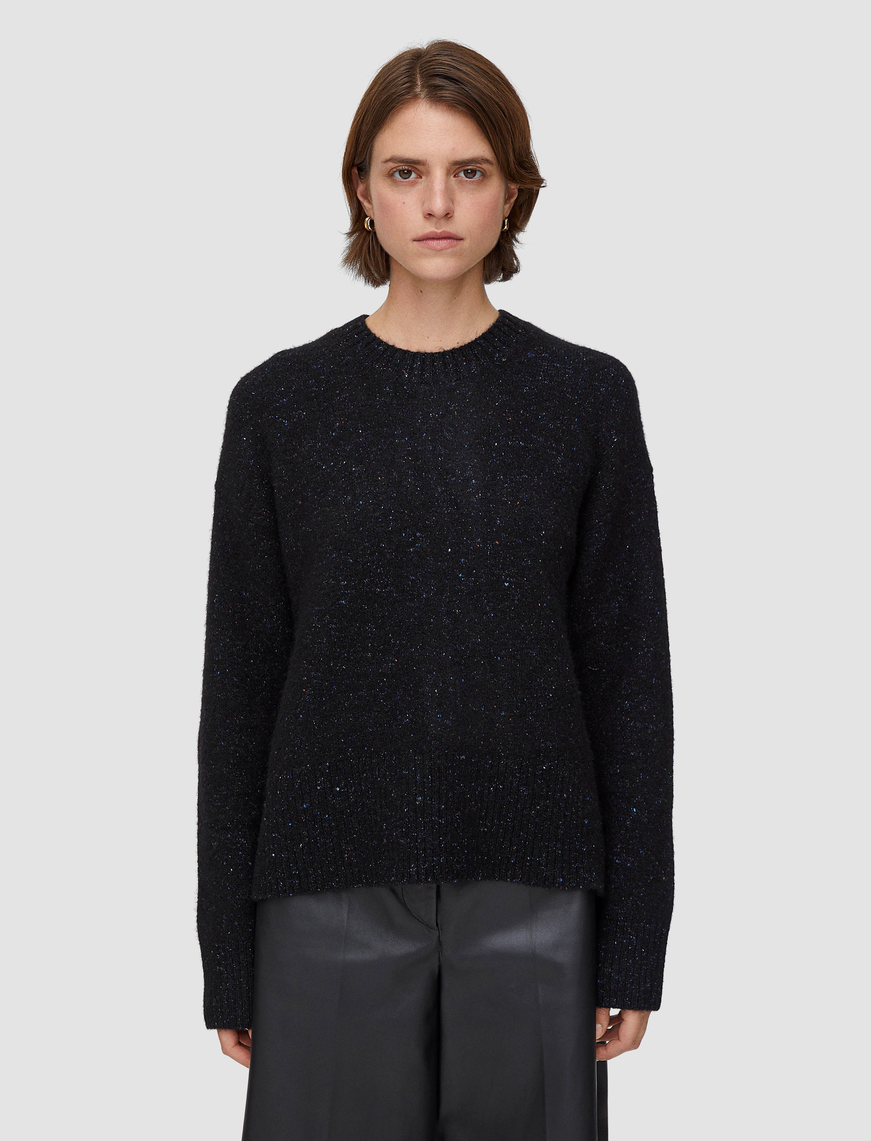 Alpaca Tweed Knit Round Neck Jumper Flexible Layer