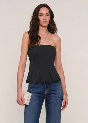 Quick Access Slit Tagless Collar Jolyne Strapless Top - Black