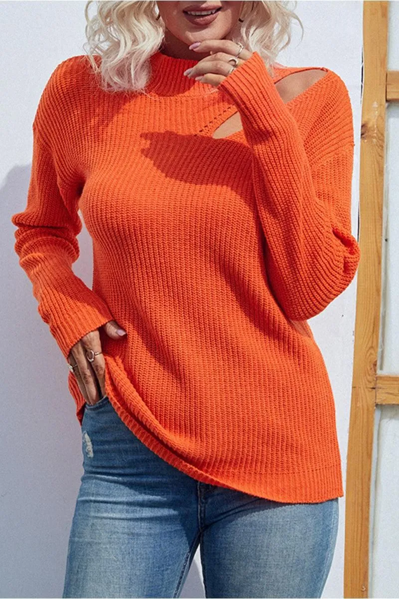 HOLLOW KNIT LOOSE FIT CASUAL SWEATER TOP Layering Knit