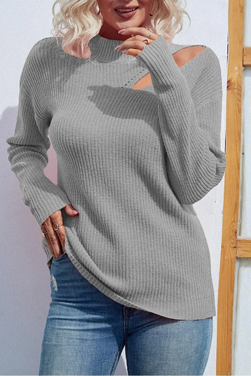HOLLOW KNIT LOOSE FIT CASUAL SWEATER TOP Casual Vibes