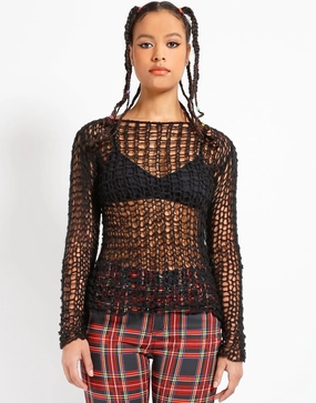 HOLY PUNK SWEATER BLACK Stain Repellent Coating LightweightFabric