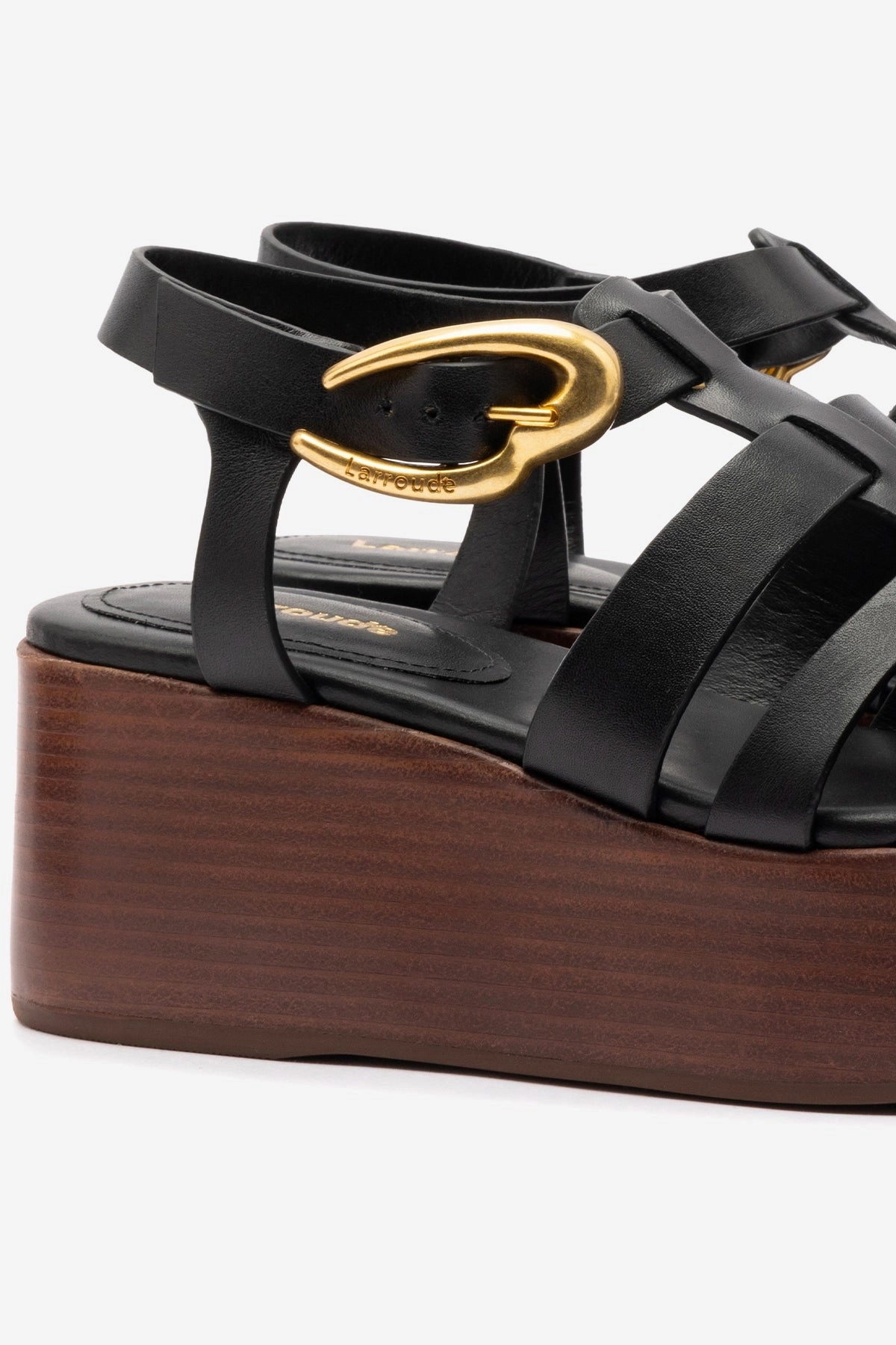 Stevie Verona Flatform Sandal In Black Leather Date Soft Relaxed Outdoor Footwear