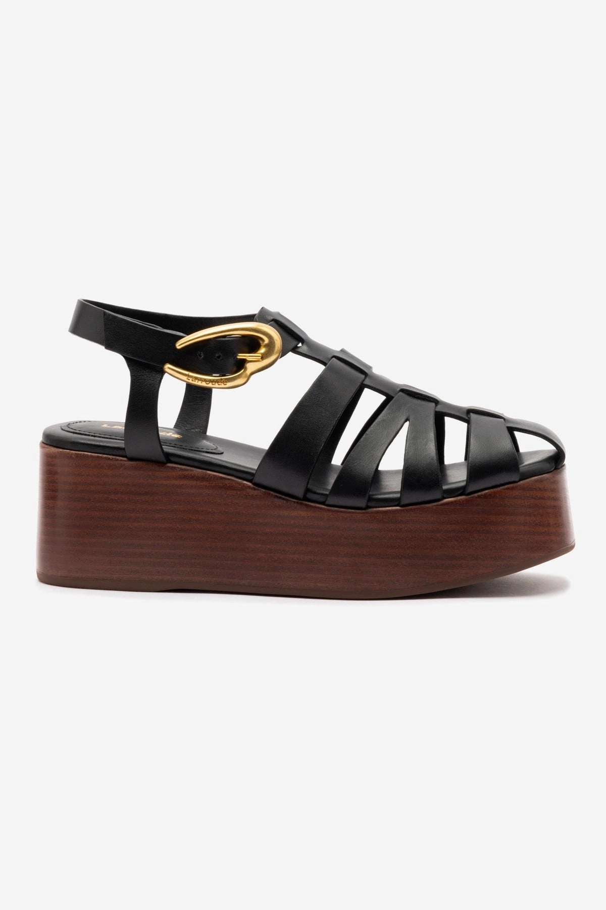 Stevie Verona Flatform Sandal In Black Leather All-Age Fit
