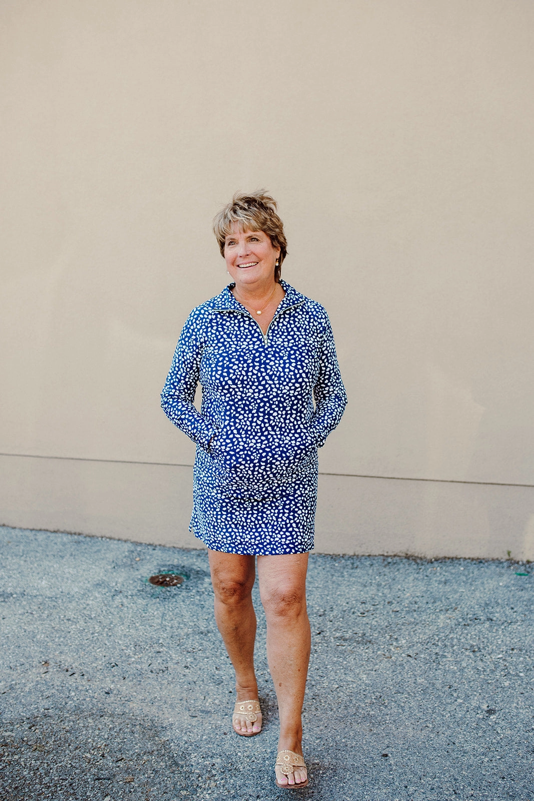 Grid Texture Fabric Razi Skort Small Diana's Dot Navy