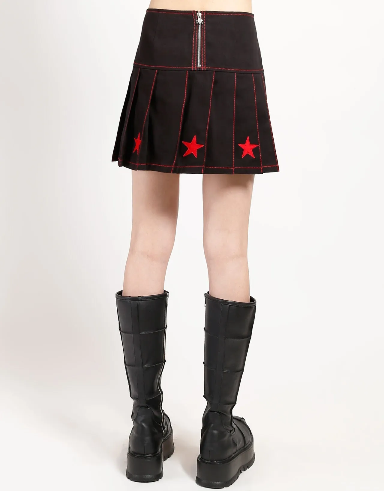 Slim Layer Sporty Stretch Fit I AM A STAR PLEATED SKIRT RED