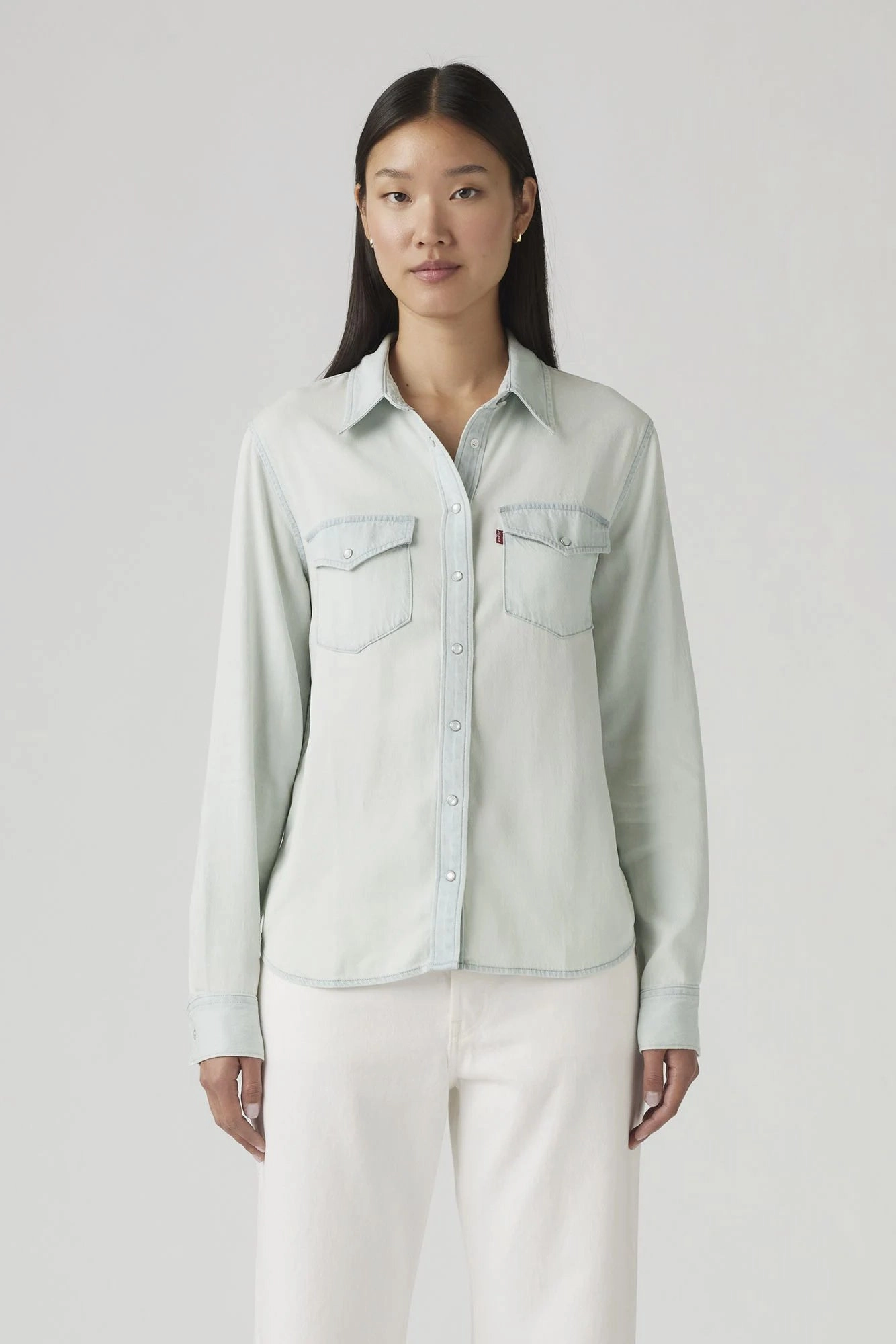 Flexible Cuffs Relaxed Hoodie Iconic Western Denim Shirt