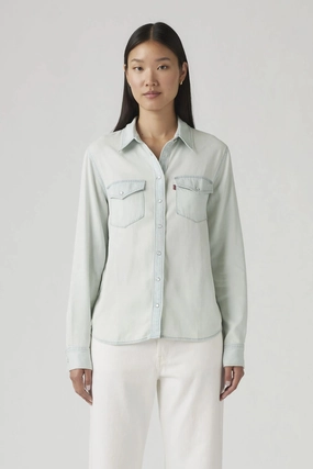 Flexible Cuffs Relaxed Hoodie Iconic Western Denim Shirt