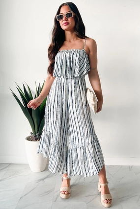 Indoor Smart Idyllic Days Striped Wide Leg Jumpsuit (Blue/White)