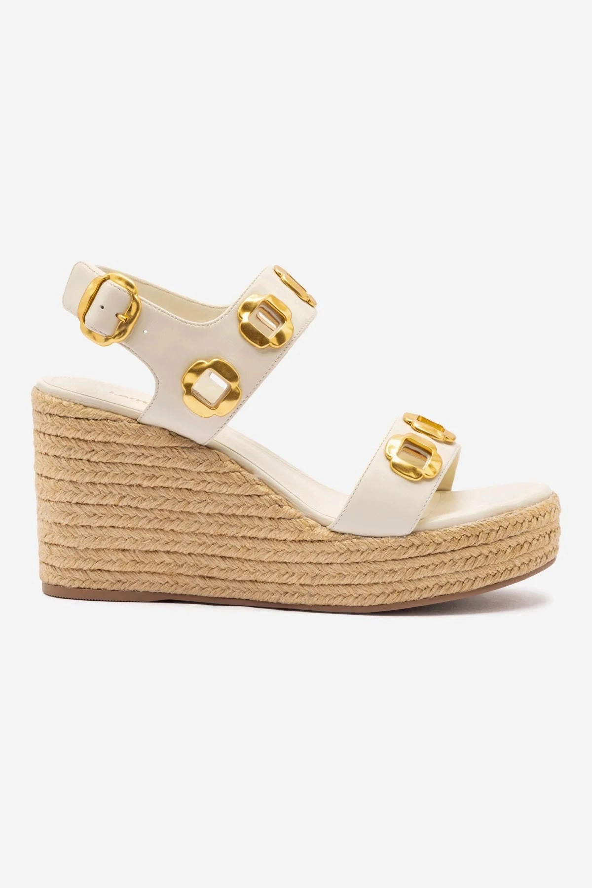 Milan Espadrille In Ivory Leather Anti microbial coating
