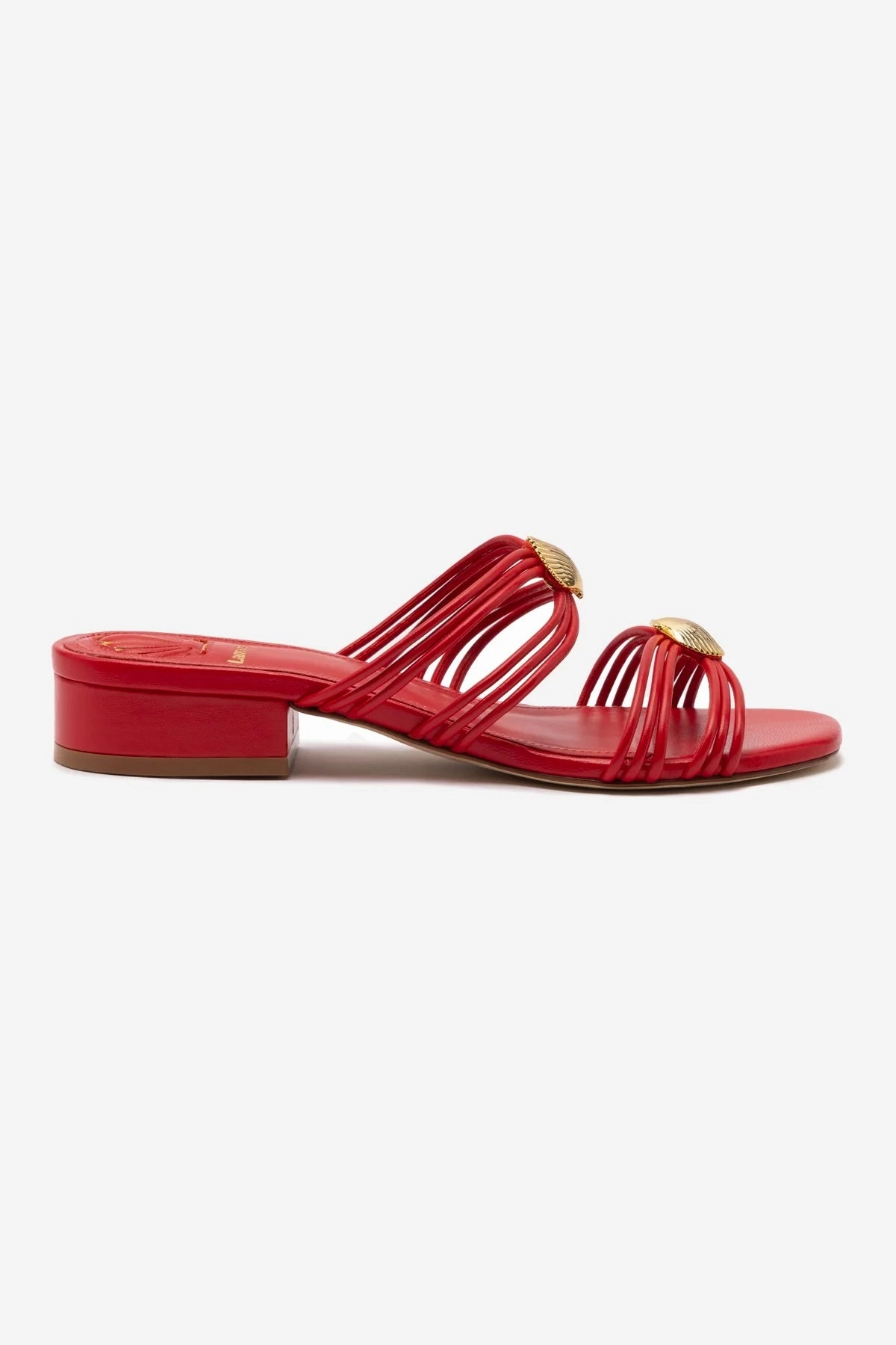 Shelly Flat Mule In Scarlet Leather Comfortable Vibe Comfort Wear Shoes