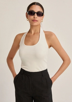 Oversized Collar Jazzlyn Halter Top - White