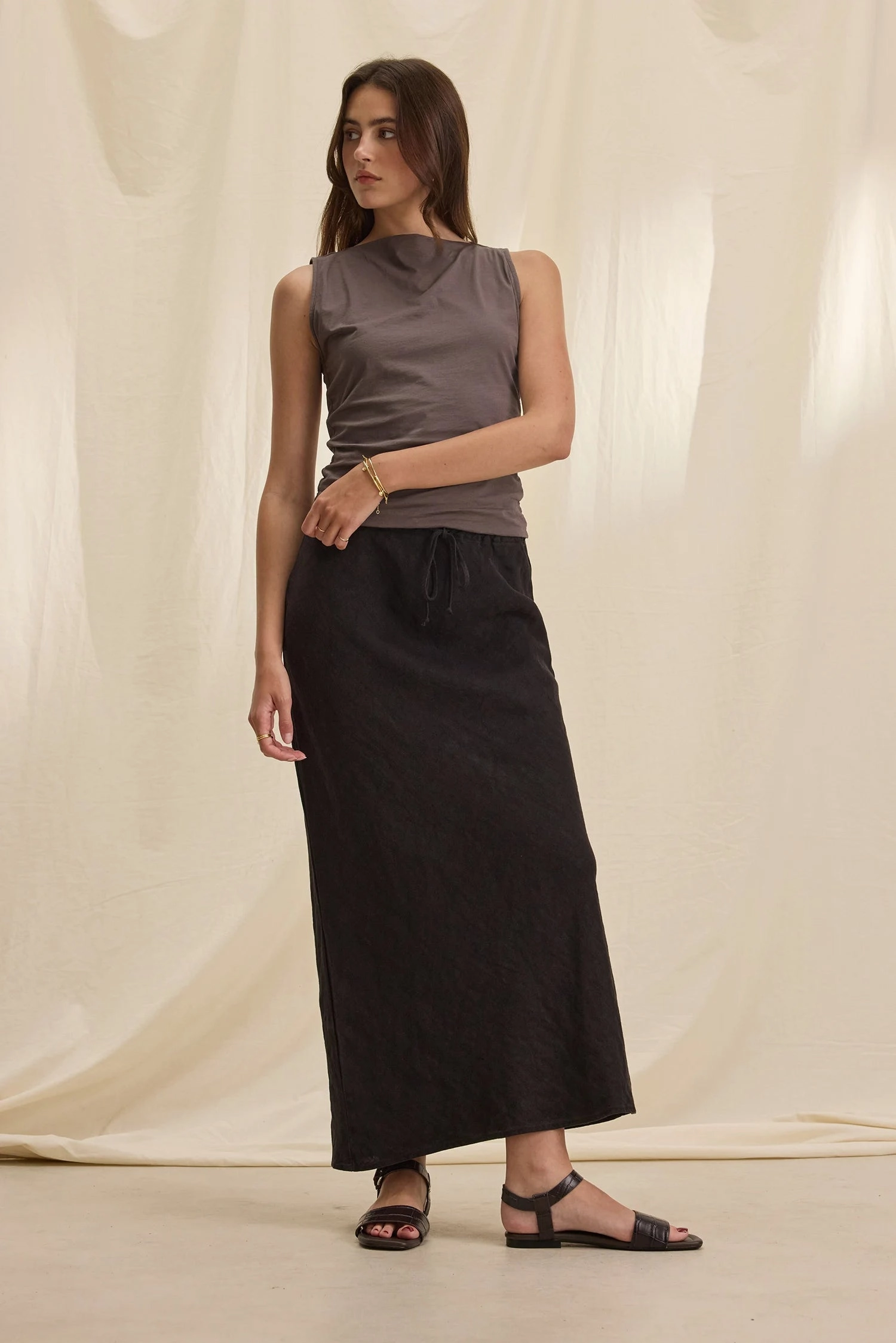 Balanced Fit Comfy Stretch Beka Heavy Linen Skirt