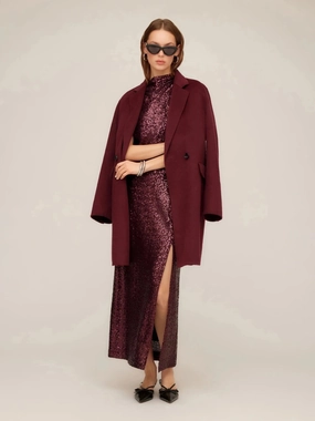 Layer Essential Row Brushed Coat Wine