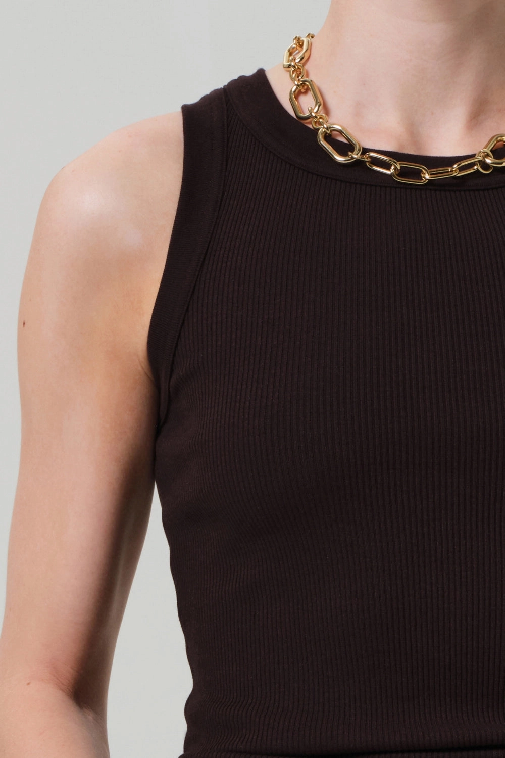 AntiPilling Surface Contrast Stitch Accent Isabel Rib Tank