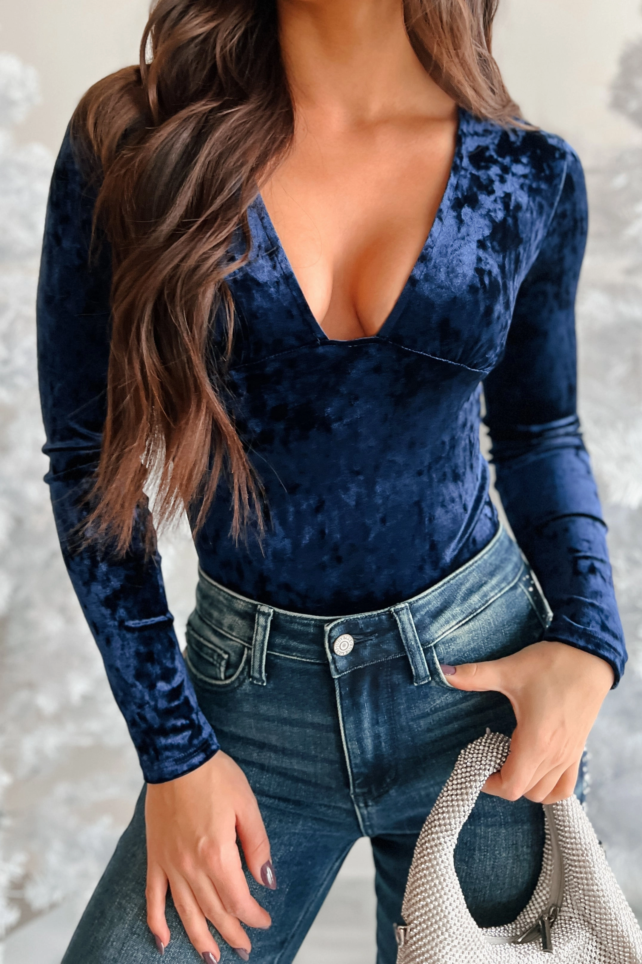 Fresh Fit Isabella Crushed Velvet Bodysuit (Blue)