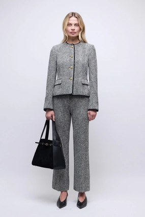 Ivie Blazer Black/White Herringbone mountain scene Commute