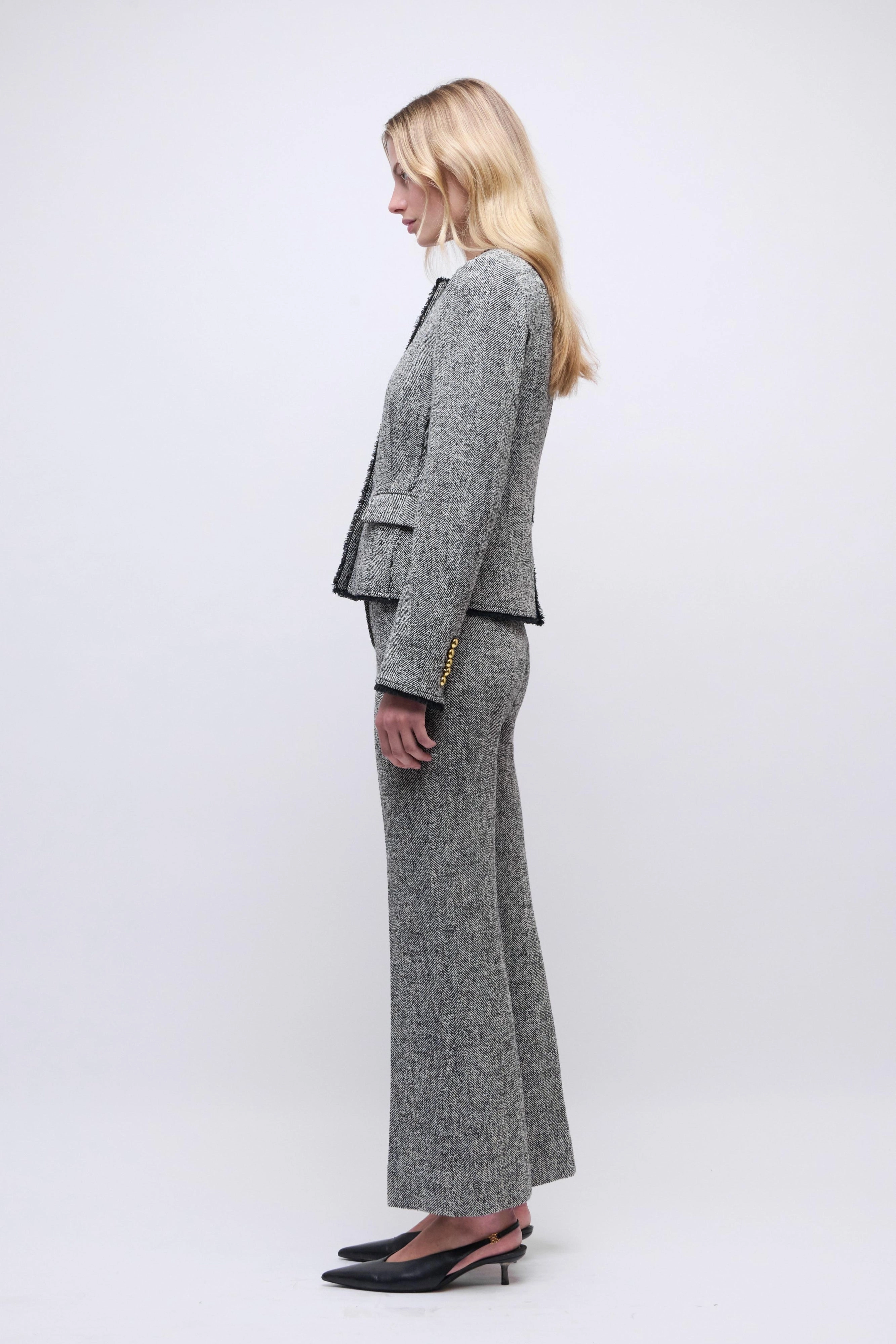 Ivie Blazer Black/White Herringbone Perforated Underarm Vents