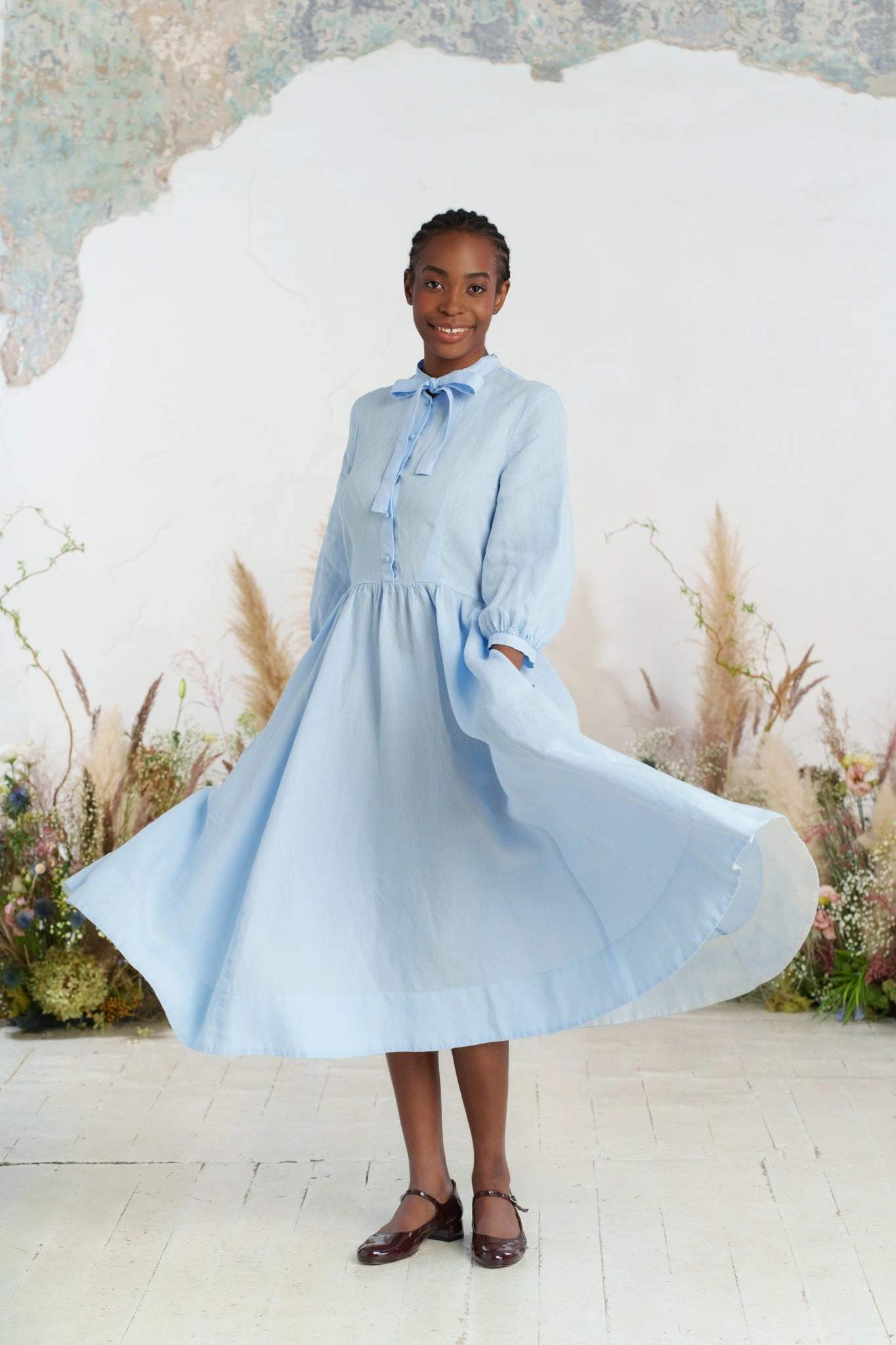 Polite Vibe Silky Surface Jasmine Dress, 3/4 Sleeve