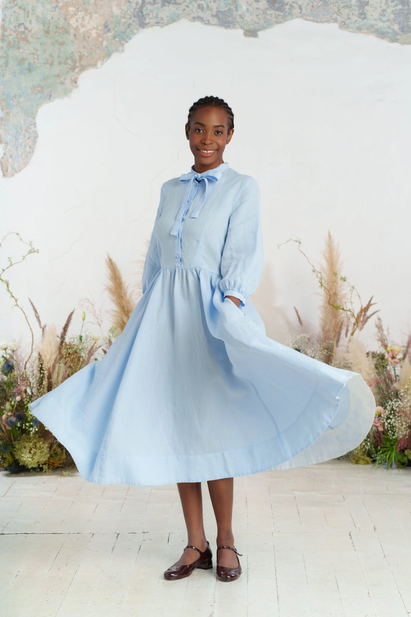 Flowing Fit Cozy Design Jasmine Dress, 3/4 Sleeve