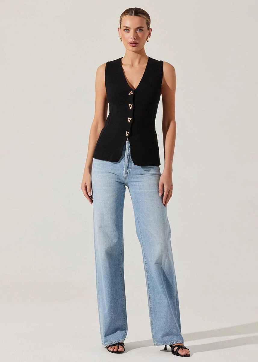 Jayce Sweater Vest - Black Lightweight Thermal