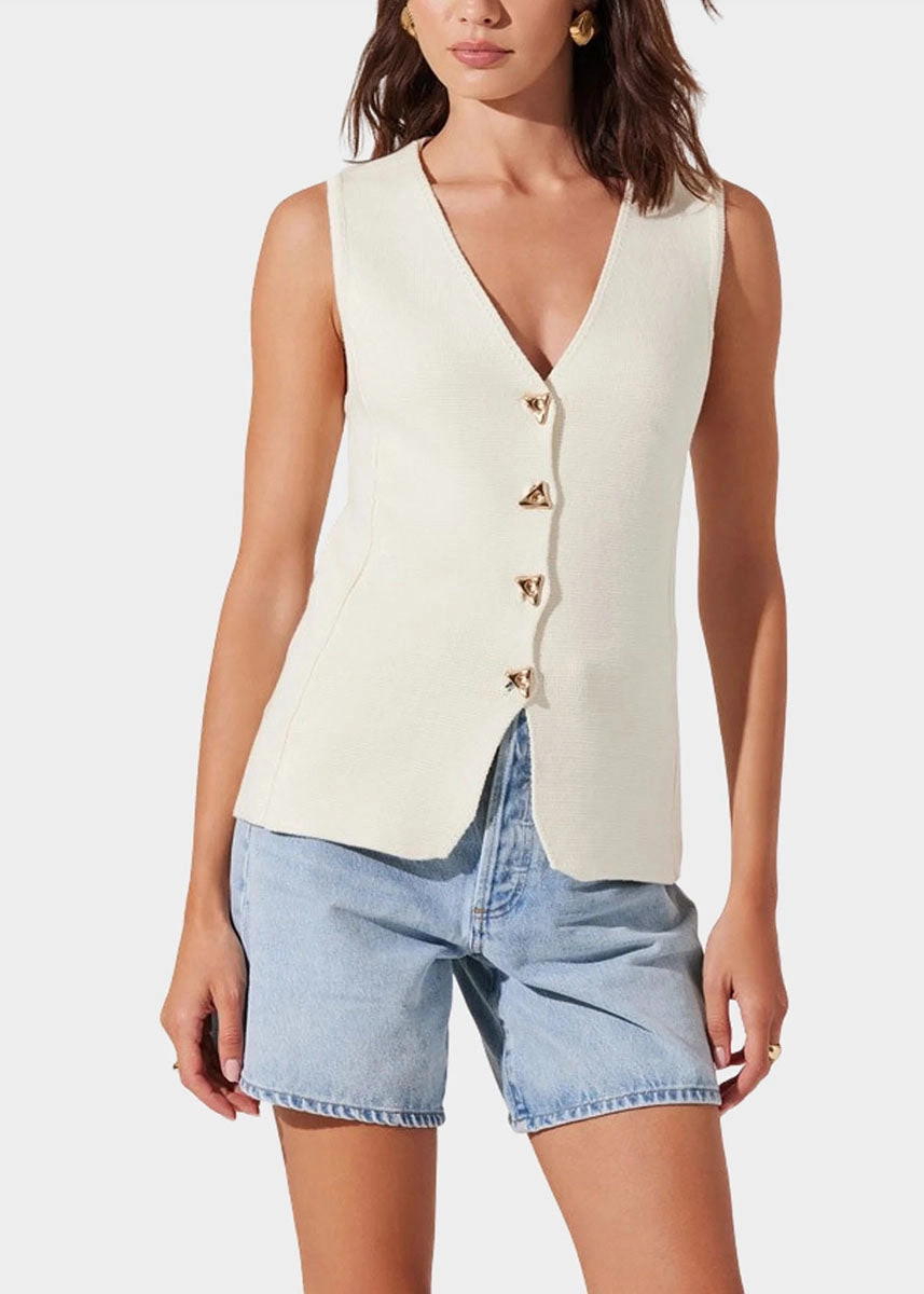 Jayce Sweater Vest - Cream Oversized Silhouette