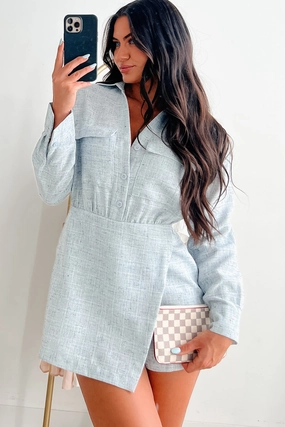 Clean Basic Jetting Around Two-Tone Skort Romper (Sky Blue)