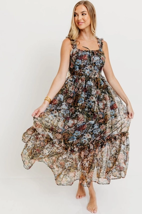 Wrinkle-Resistant Jiana Maxi Dress in Black