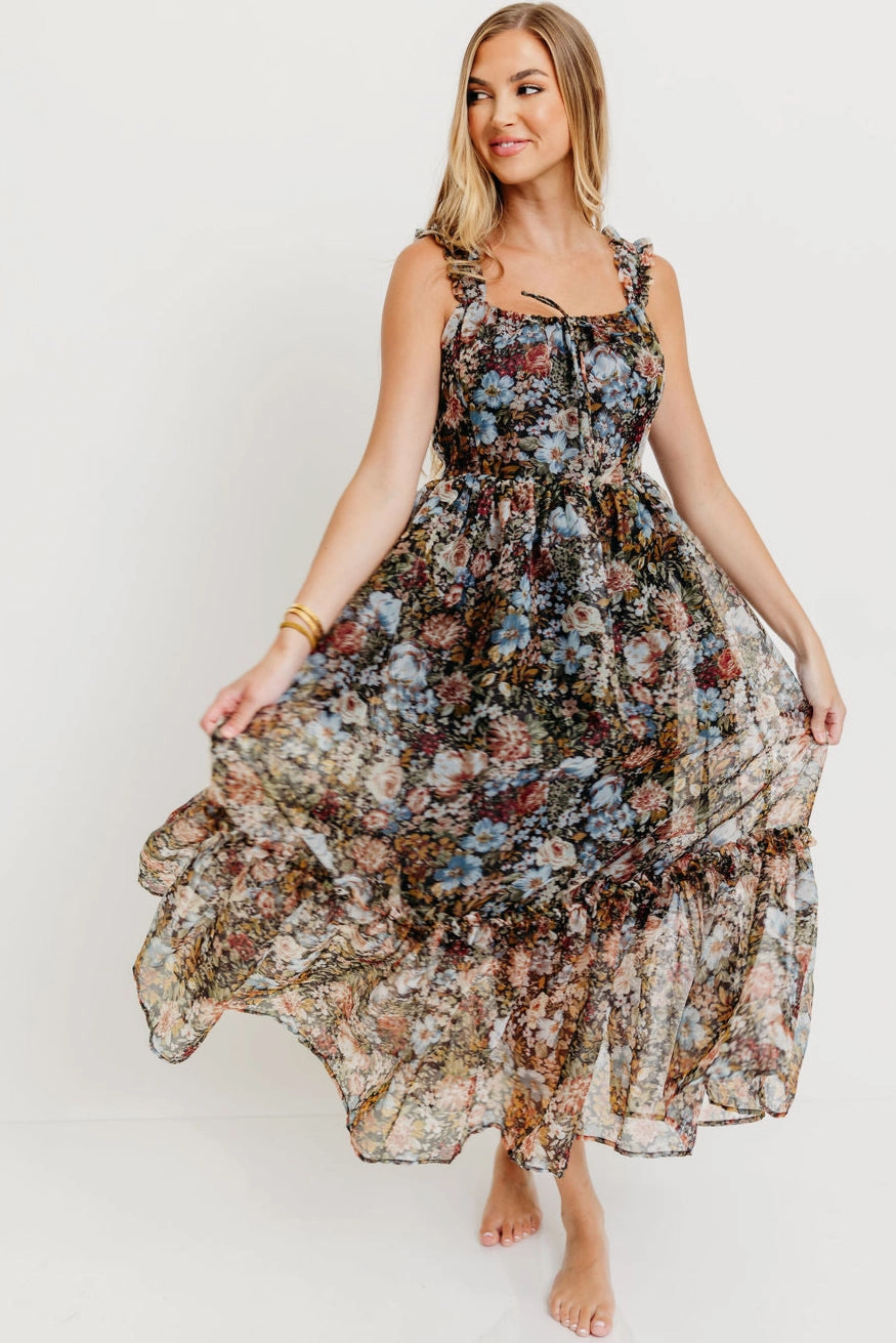 Wrinkle-Resistant Jiana Maxi Dress in Black