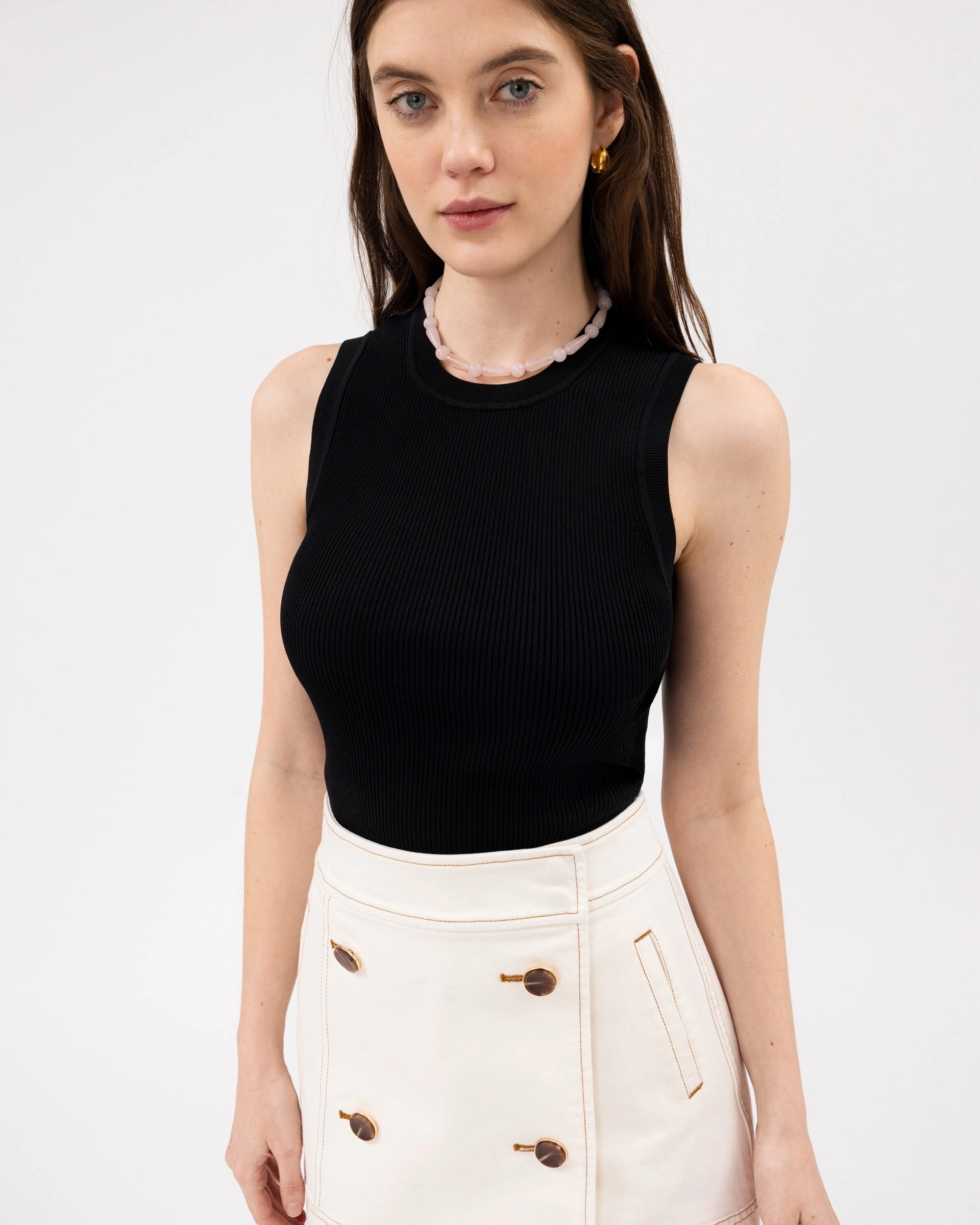 Joelle Top Casual Outfit Flexible Rib Trimming