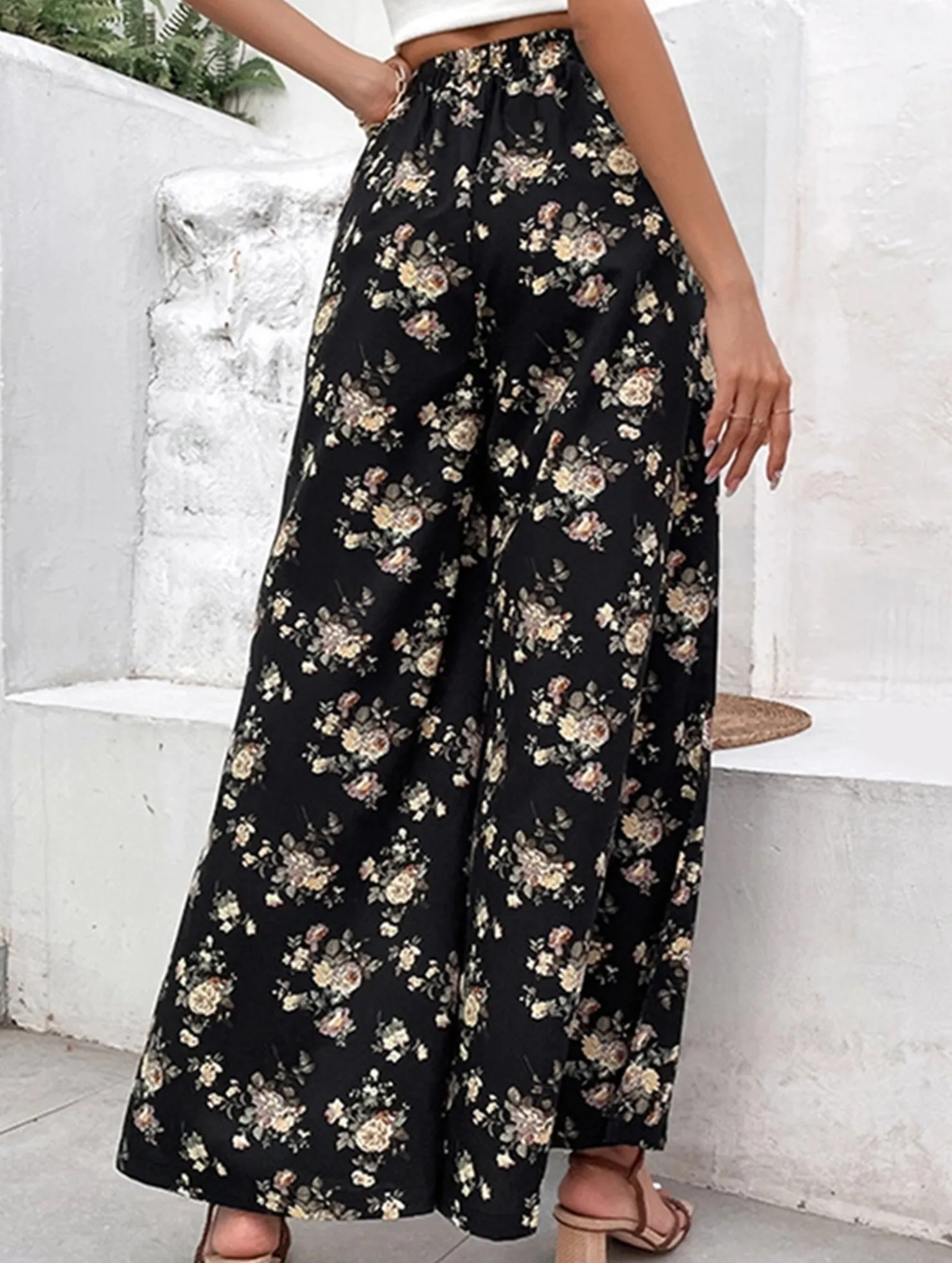 WIDE LEG PANTS WITH LOUD PRINT Light Fabric