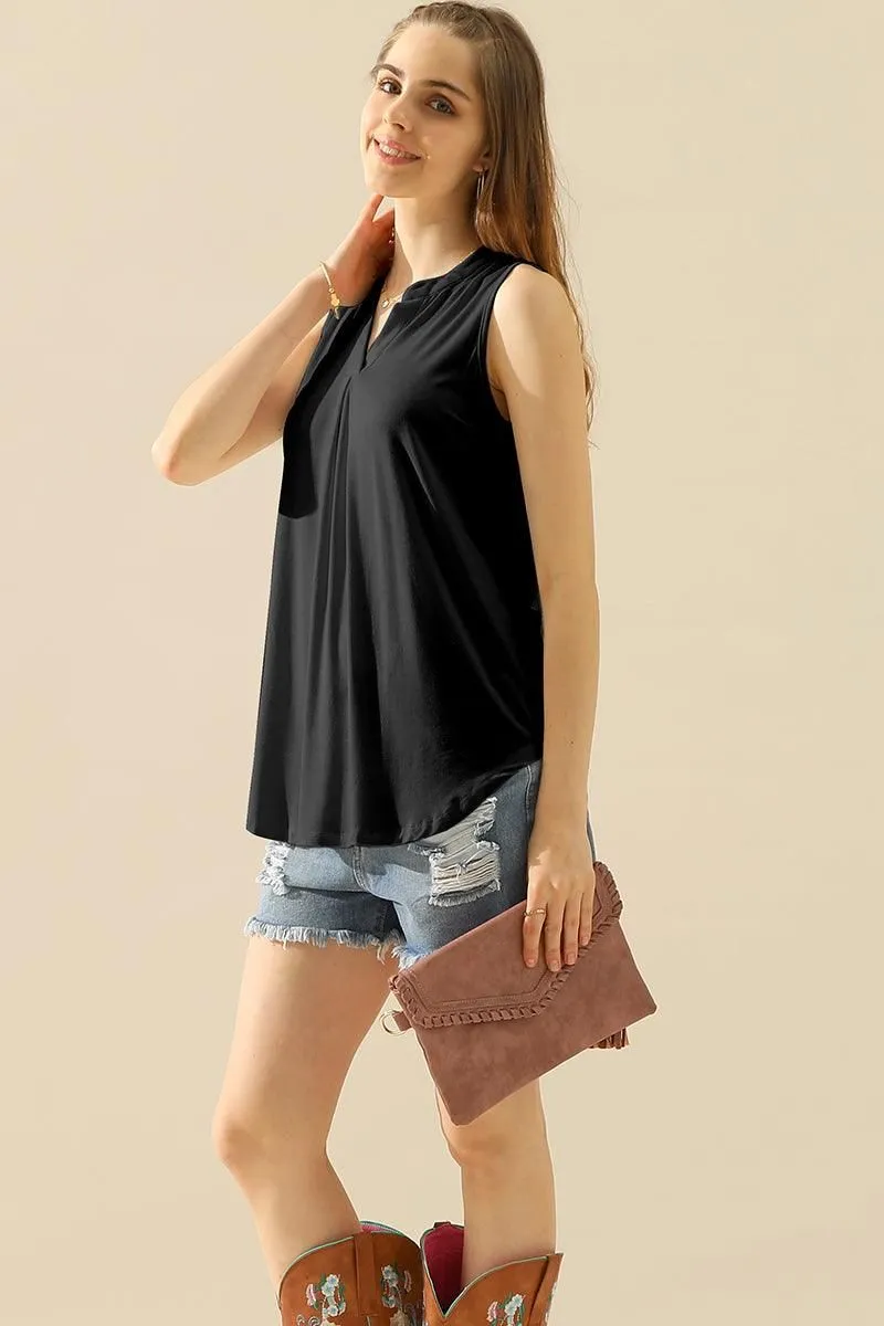 JOHNNY COLLARS SLEEVELESS BLOUSE SHIRTS TOPS Relaxed Tee