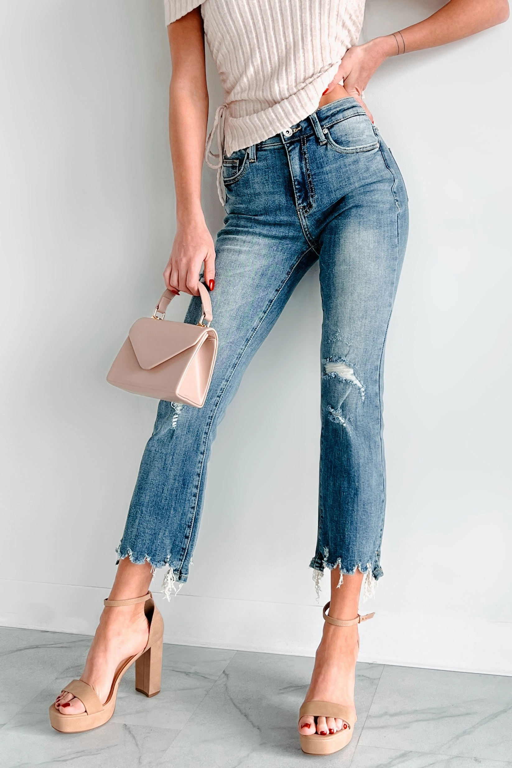 Jonah Mid Rise Distressed Special A Kick Flare Jeans (Dark) Always Fits