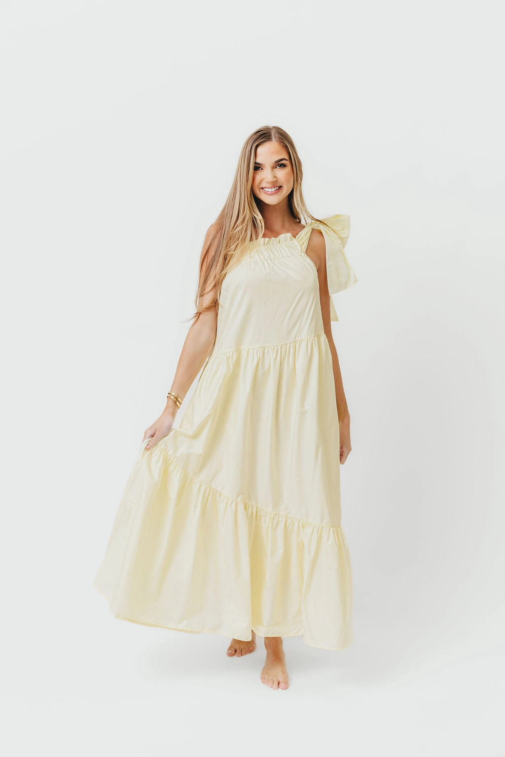 Jordan One-Shoulder Maxi Dress in Vanilla - Bump Friendly *Final-Sale* Sophisticated Elegance everyday elegance