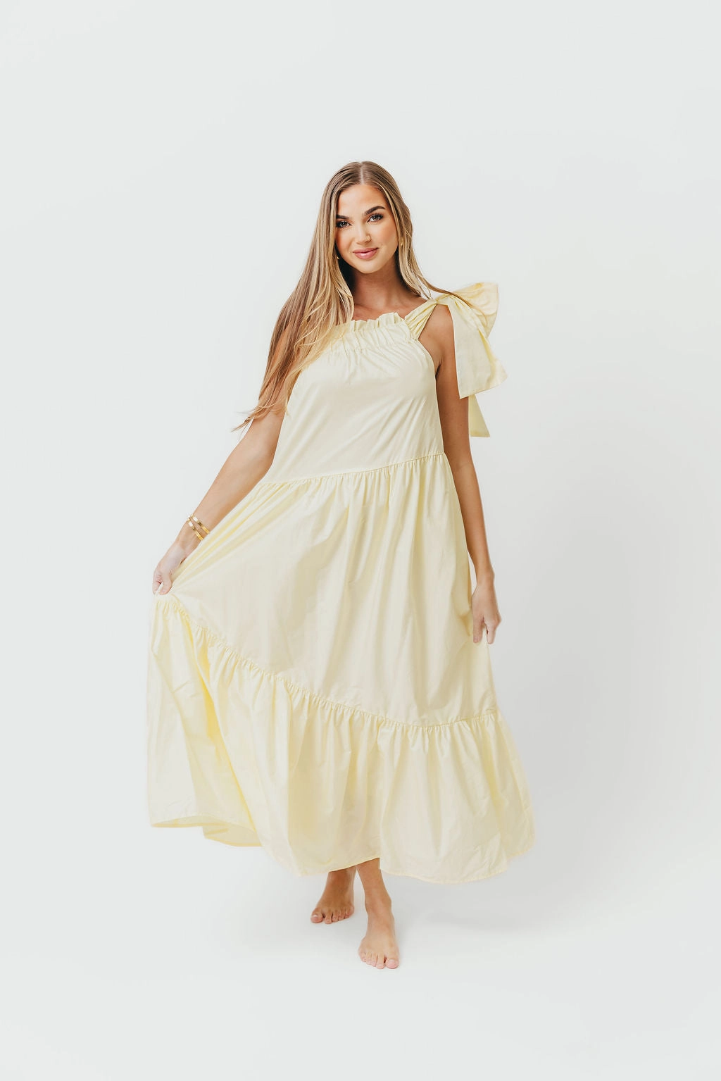 Light Elegance Relaxed Fit Jordan One-Shoulder Maxi Dress in Vanilla - Bump Friendly *Final-Sale*