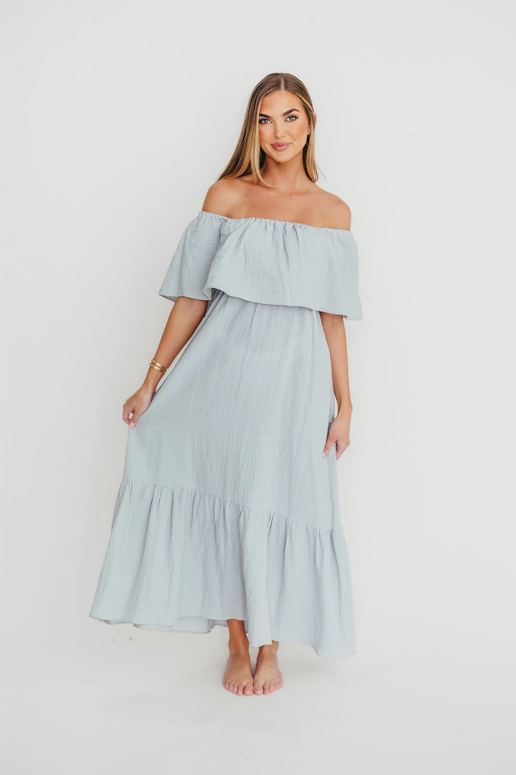 Josie 100% Cotton Maxi Dress in Cloud - Bump & Nursing Friendly Romantic dinner wear