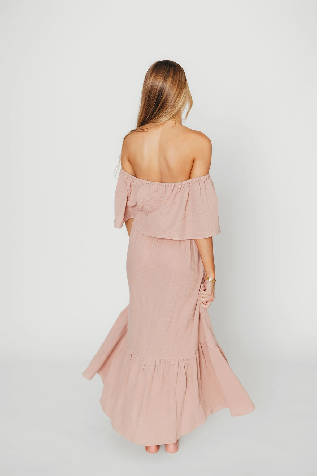 Josie 100% Cotton Maxi Dress in Rose - Bump & Nursing Friendly *Final-Sale* Crystal-Detail Linen Vibe