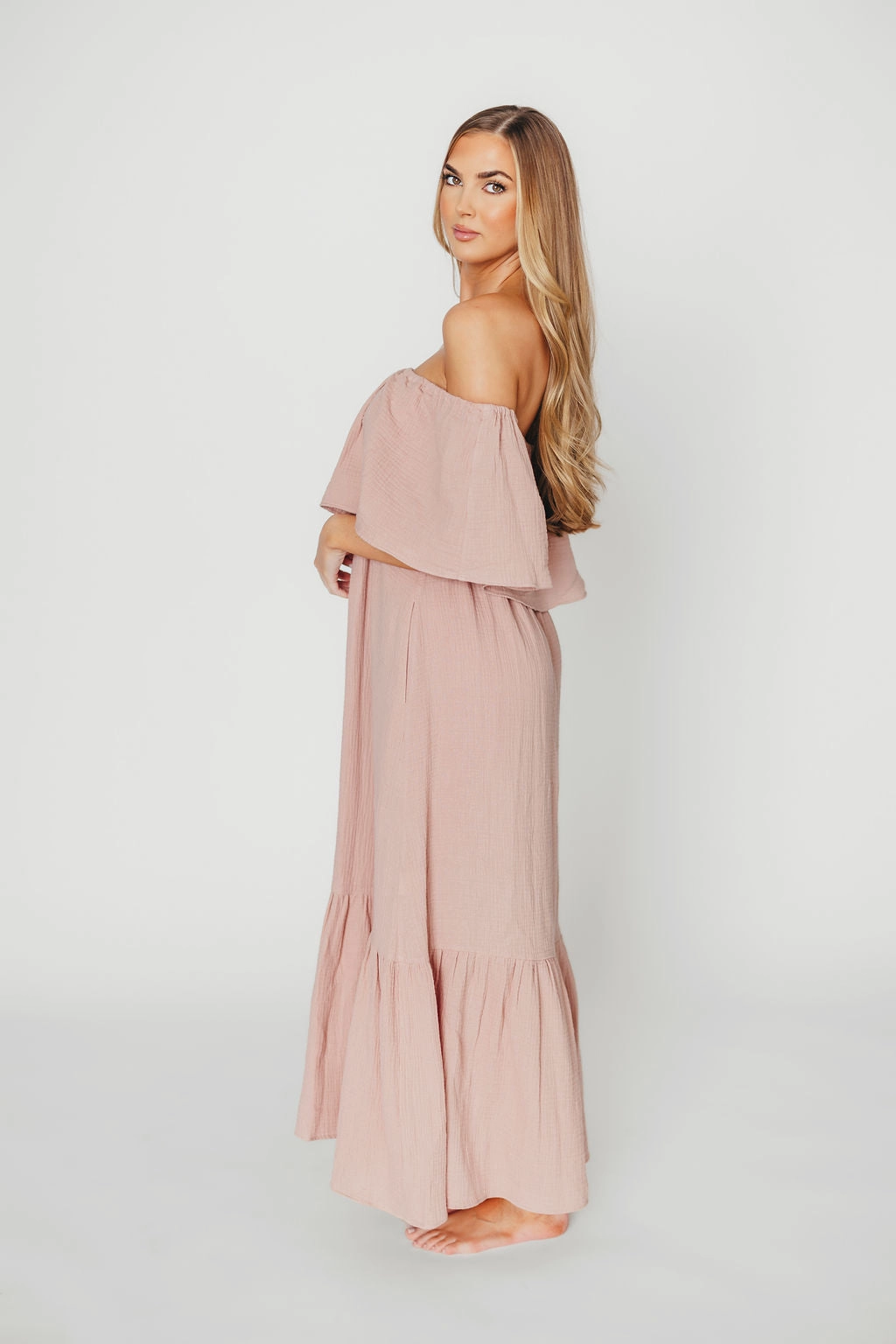 Josie 100% Cotton Maxi Dress in Rose - Bump & Nursing Friendly *Final-Sale* Lightweight-Structure