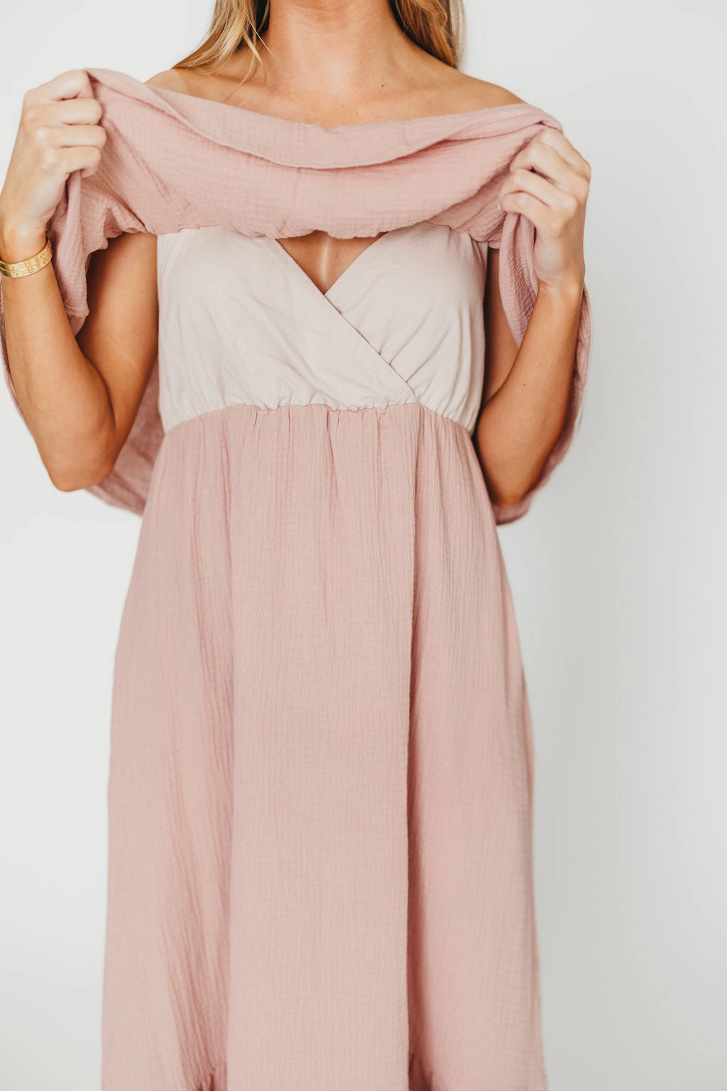 Perfect Design Texture Style Josie 100% Cotton Maxi Dress in Rose - Bump & Nursing Friendly *Final-Sale*